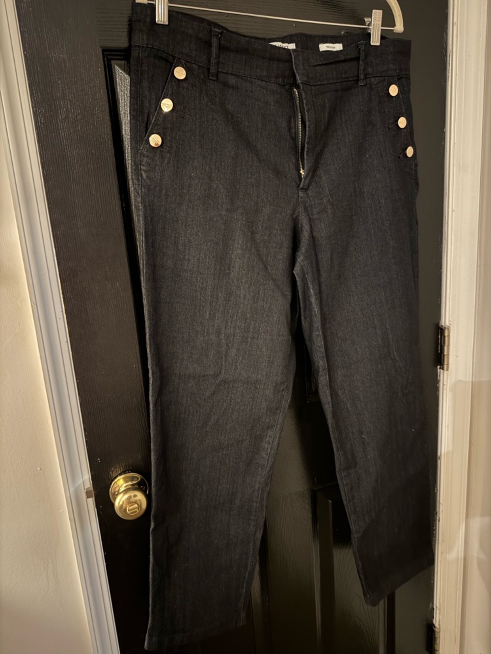 Nine West Dark Blue Straight-Leg Jeans with Gold Buttons